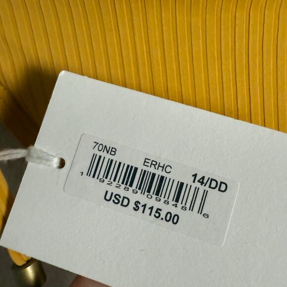 Vitamin A Elle Yellow Ribbed Classic Side Tie String Bikini Bottoms Size XXL - Picture 10 of 10